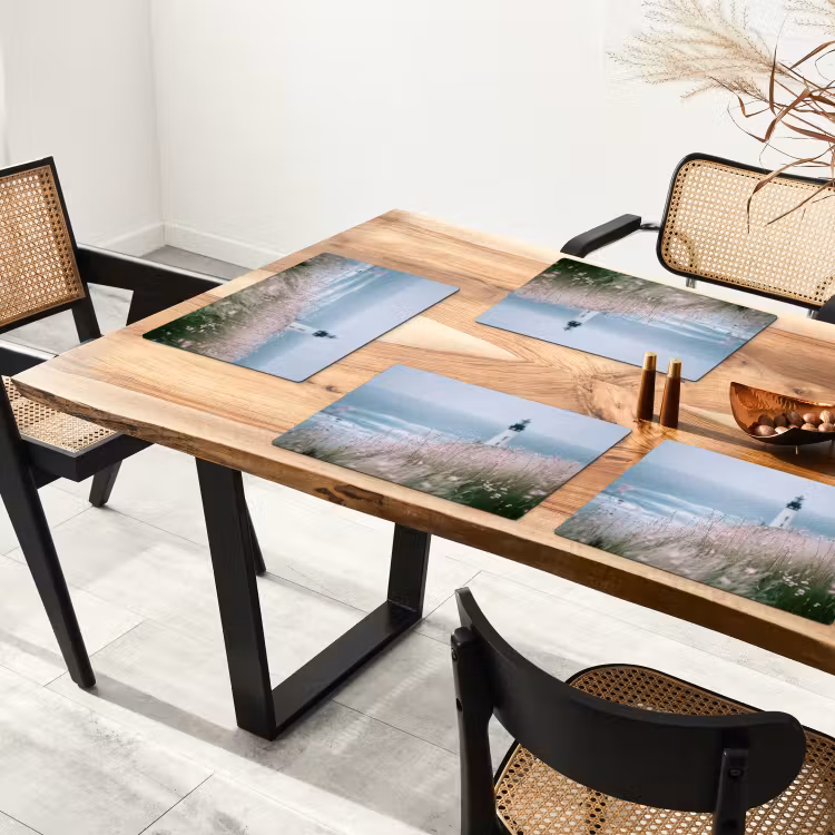 Sets de table en vinyle - Phare - Falaise - Mer - Fleurs — 4