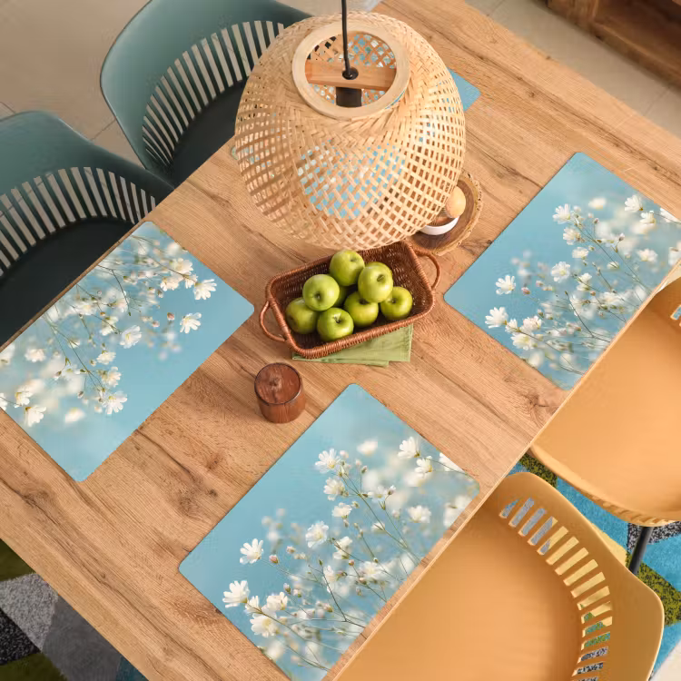 Sets de table en vinyle - Tiges - Fleurs - Air - Blanc — 3