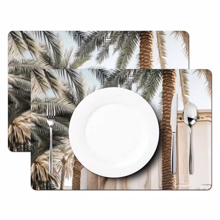 Sets de table en vinyle - Bâtiment - Palmiers - Beige - Soleil — 2
