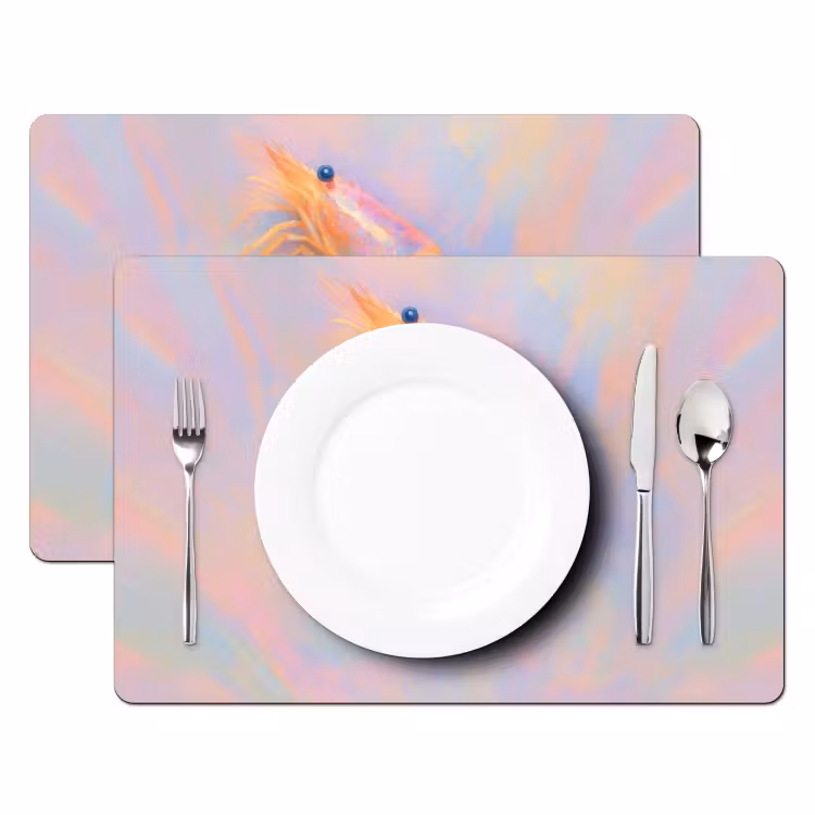 Sets de table en vinyle - Crevette - Structure subtile - Bleu - Rose — 2