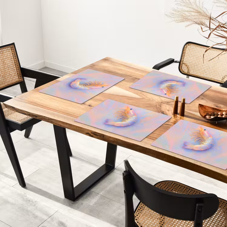 Sets de table en vinyle - Crevette - Structure subtile - Bleu - Rose — 4