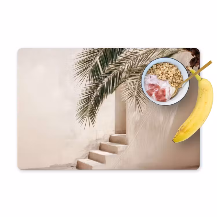 Sets de table en vinyle - Palmier - Abat-jour - Escalier - Beige — 1