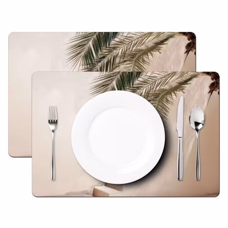 Sets de table en vinyle - Palmier - Abat-jour - Escalier - Beige — 2