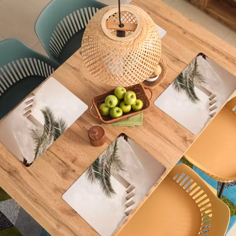 Sets de table en vinyle - Palmier - Abat-jour - Escalier - Beige — 3