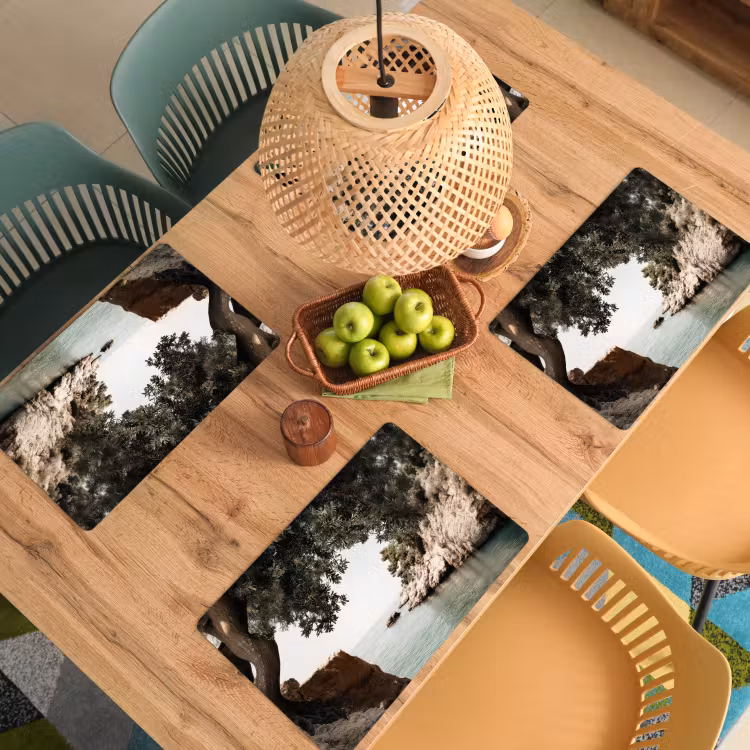 Sets de table en vinyle - Roches - Mer - Arbre - Vert — 3