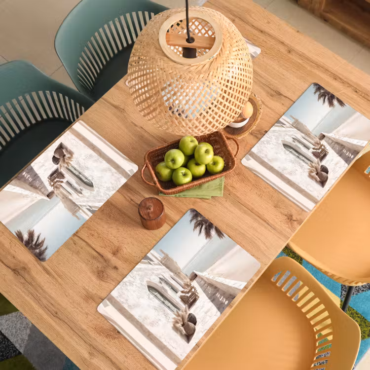 Sets de table en vinyle - Terrasse - Chaises - Plage - Beige — 3