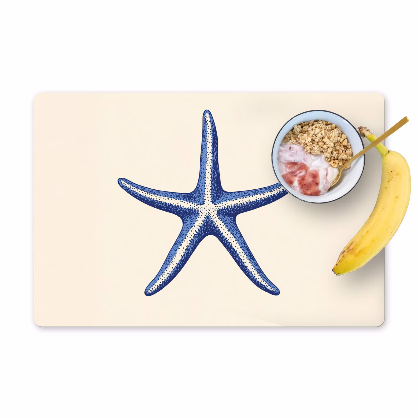 Sets de table en vinyle - Etoile de mer bleue - Minimaliste - Beige — 1