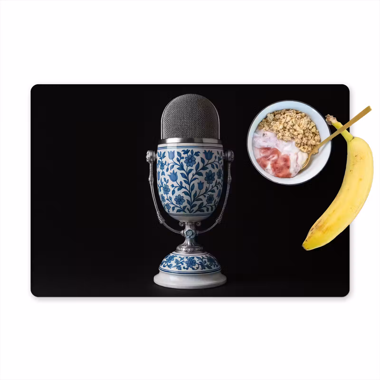 Sets de table en vinyle - Microphone - Bleu de Delft - Musique — 1