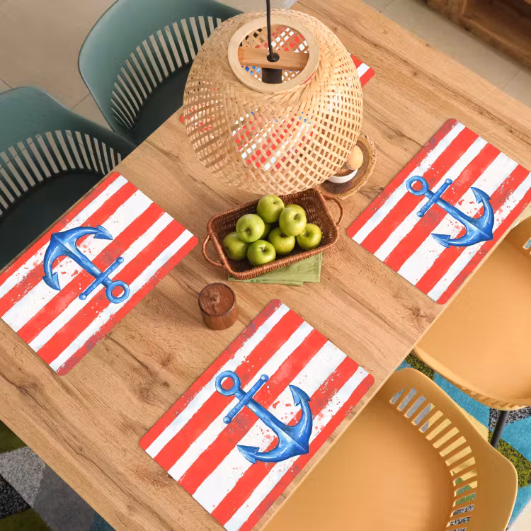 Sets de table en vinyle - Ancre - Éclaboussures de peinture - Rouge - Bleu — 3