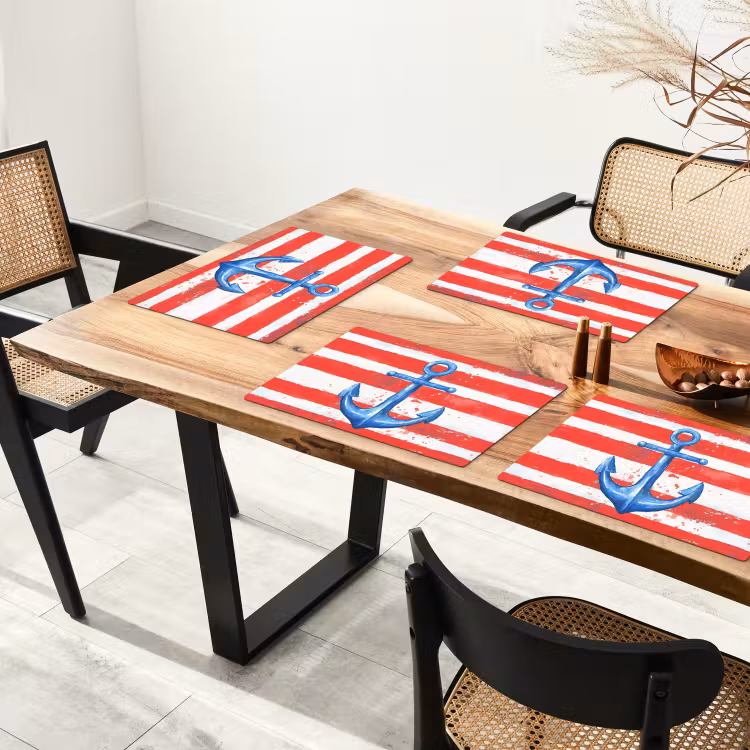 Sets de table en vinyle - Ancre - Éclaboussures de peinture - Rouge - Bleu — 4