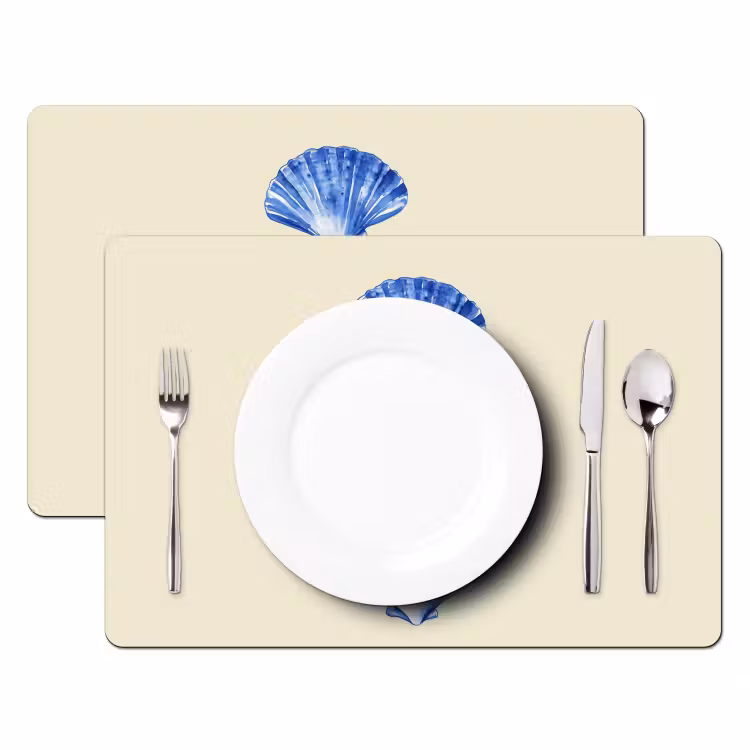 Sets de table en vinyle - Coquillages - Bleu - Beige — 2