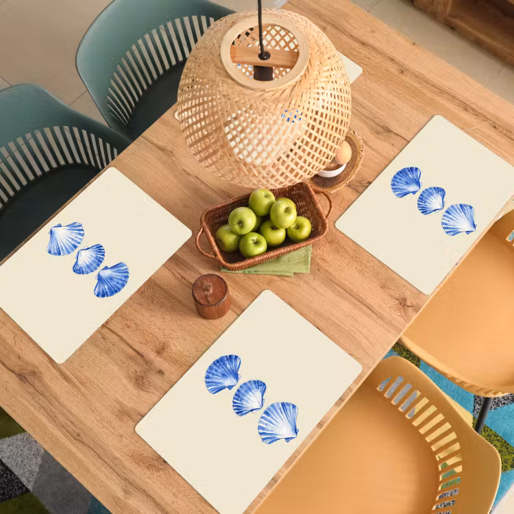 Sets de table en vinyle - Coquillages - Bleu - Beige — 3