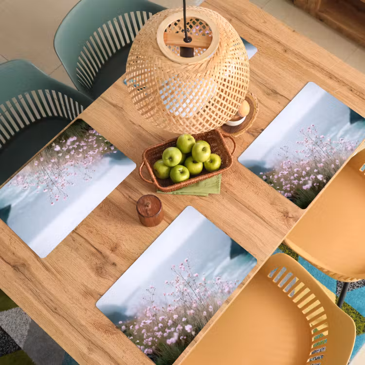 Sets de table en vinyle - Falaise - Fleurs - Mer - Rose — 3