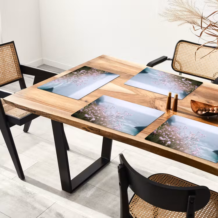 Sets de table en vinyle - Falaise - Fleurs - Mer - Rose — 4