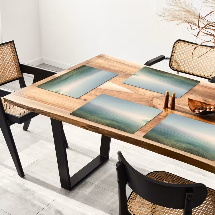 Sets de table en vinyle - Mer - Horizon - Bleu - Brouillard — 4