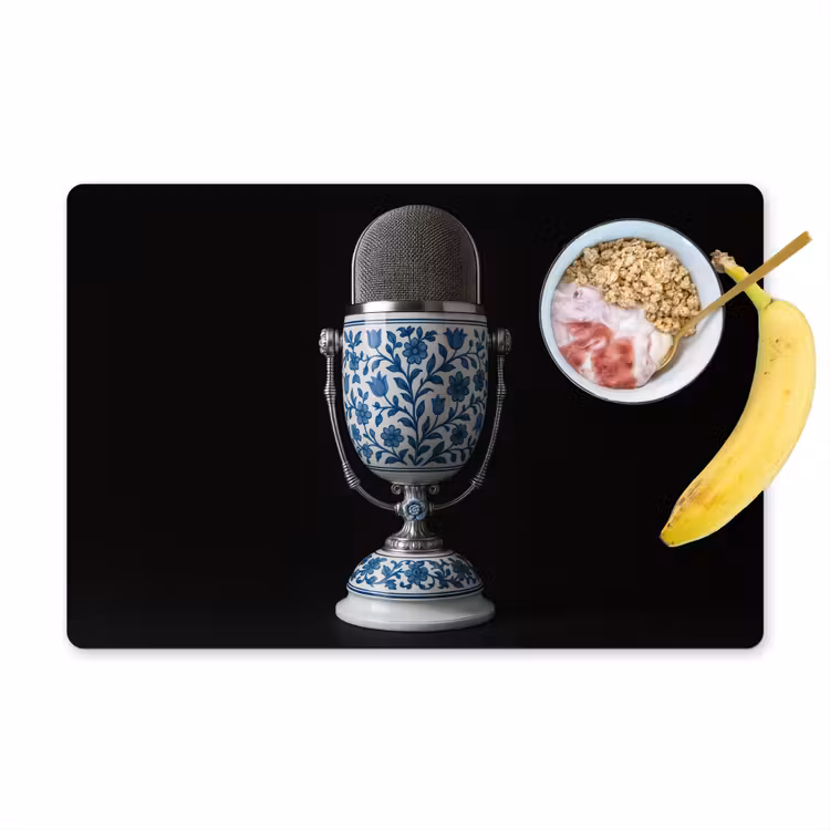 Sets de table en vinyle - Microphone - Bleu de Delft - Musique — 1