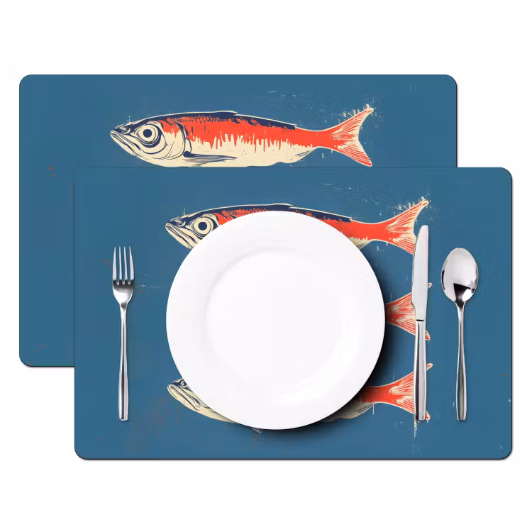 Sets de table en vinyle - Poissons - Rouge - Bleu — 2