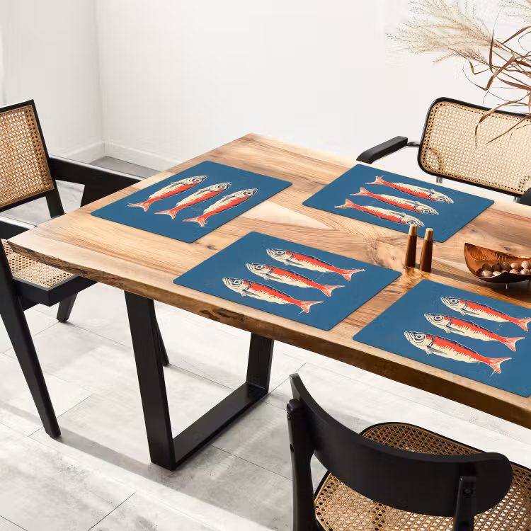Sets de table en vinyle - Poissons - Rouge - Bleu — 4