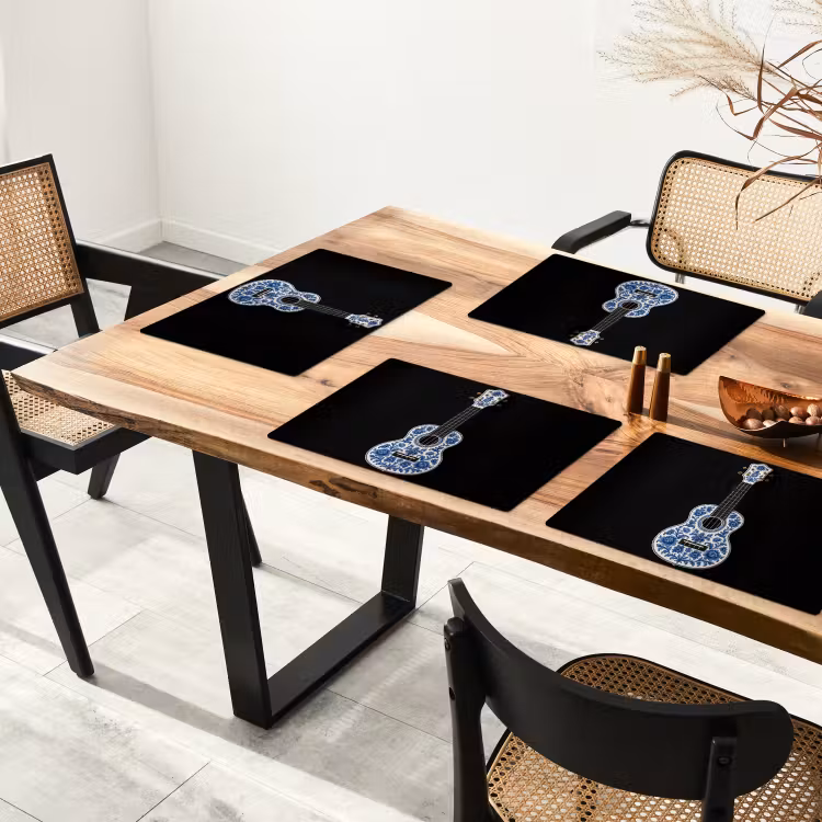 Sets de table en vinyle - Ukulélé - Delft - Bleu - Musique — 4