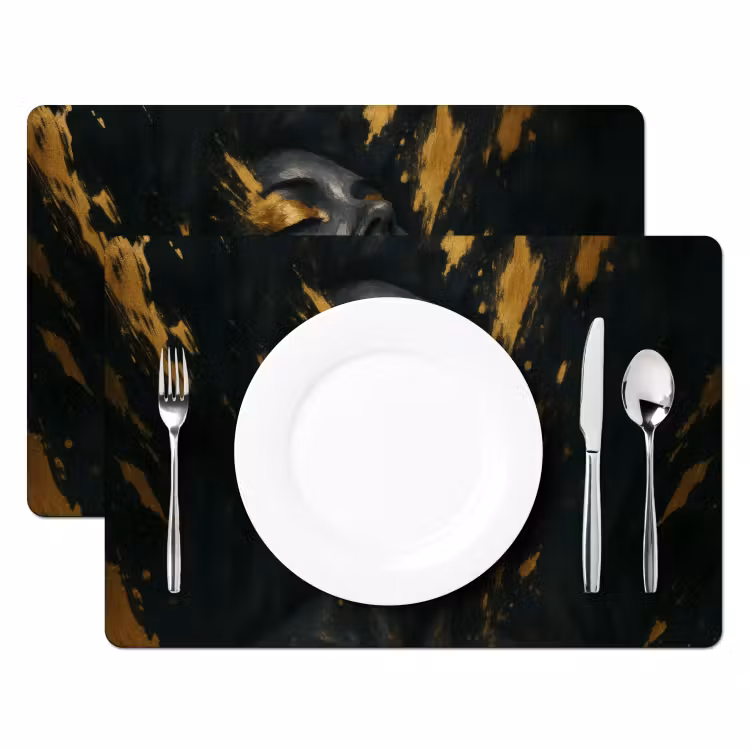 Sets de table en vinyle - Visage - Femme - Éclaboussures de peinture - Abstrait — 2