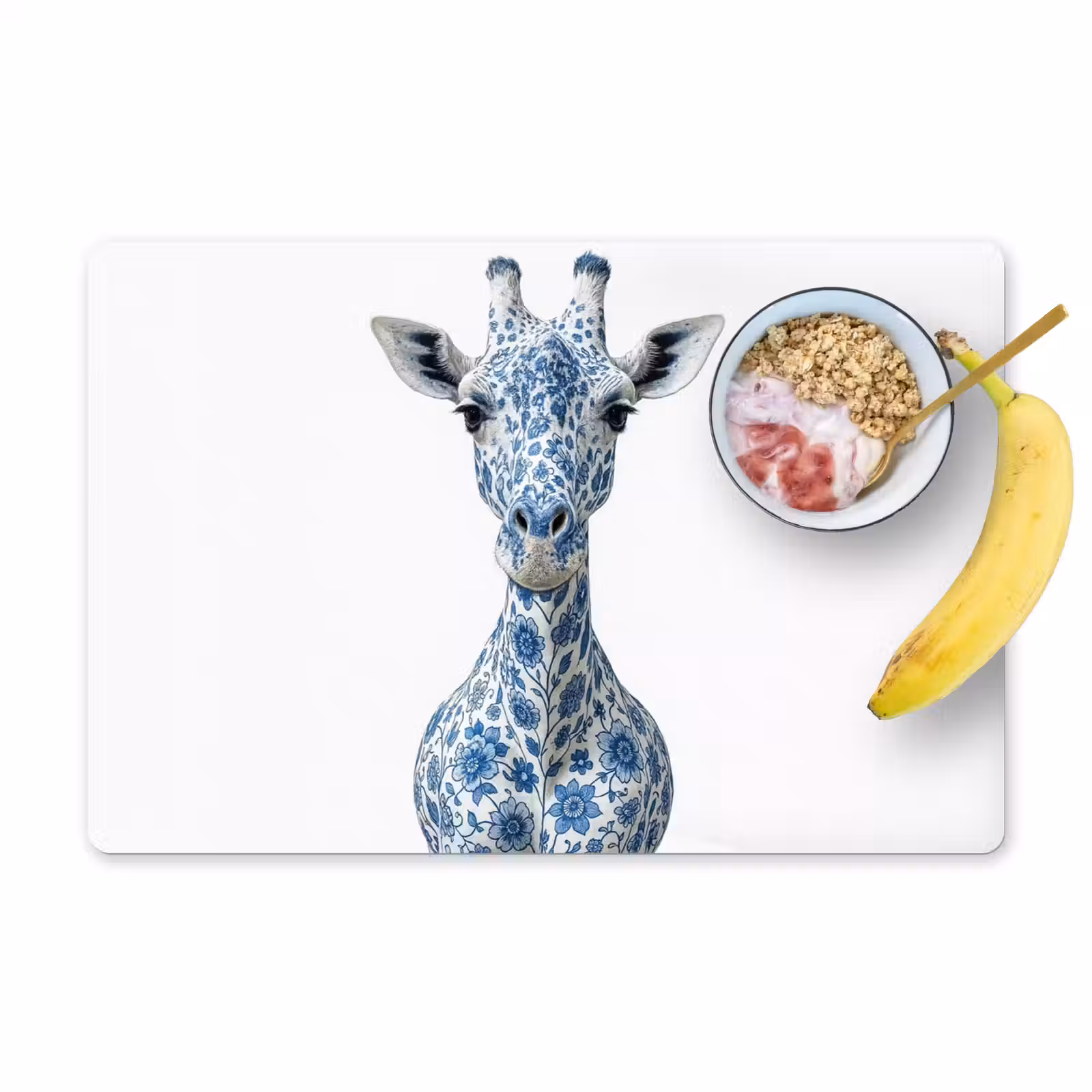 Sets de table en vinyle - Girafe - Bleu de Delft - Animaux - Minimaliste — 1