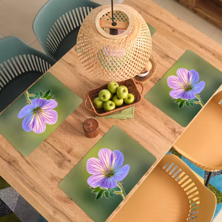 Sets de table en vinyle - Fleur - Gros plan - Violet — 3