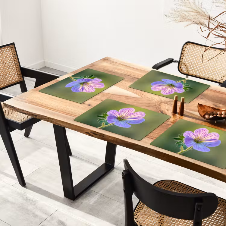 Sets de table en vinyle - Fleur - Gros plan - Violet — 4
