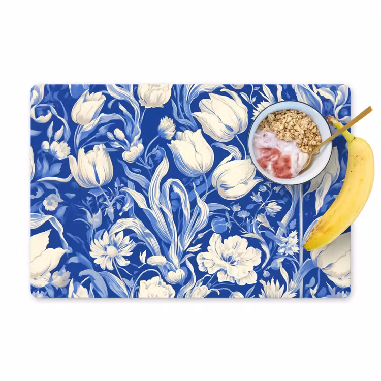 Sets de table en vinyle - Fleurs - Bleu de Delft - Motif - Tulipe — 1