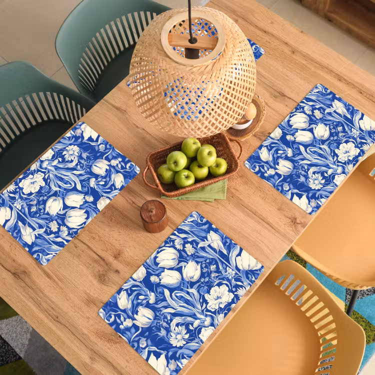 Sets de table en vinyle - Fleurs - Bleu de Delft - Motif - Tulipe — 3