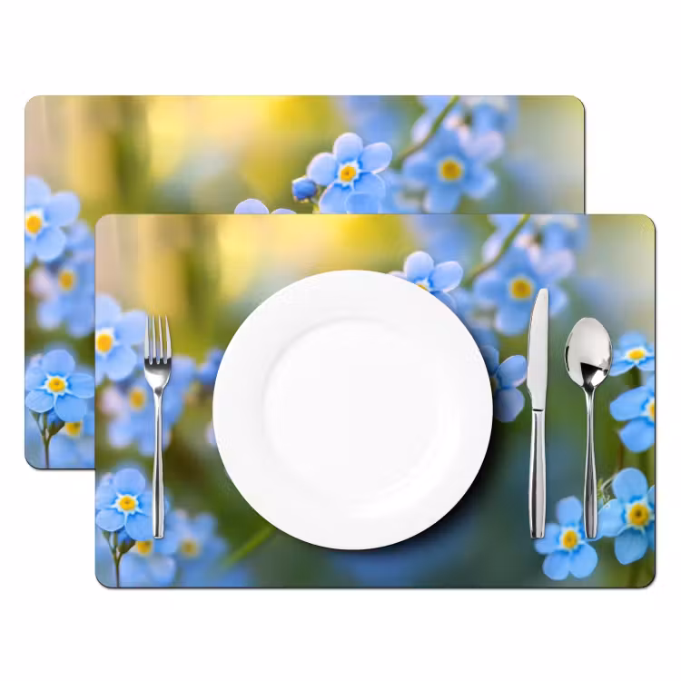 Sets de table en vinyle - Fleurs - Bleu - Ne m'oubliez pas — 2