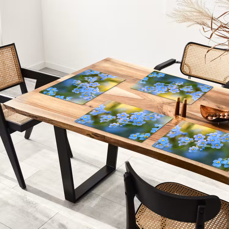 Sets de table en vinyle - Fleurs - Bleu - Ne m'oubliez pas — 4