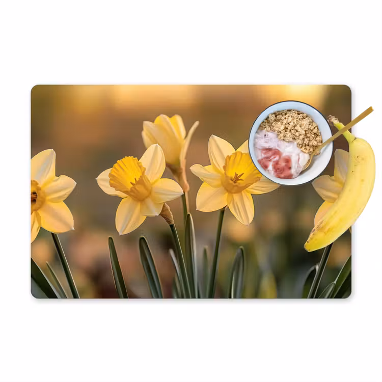 Sets de table en vinyle - Fleurs - Jaune - Flou — 1