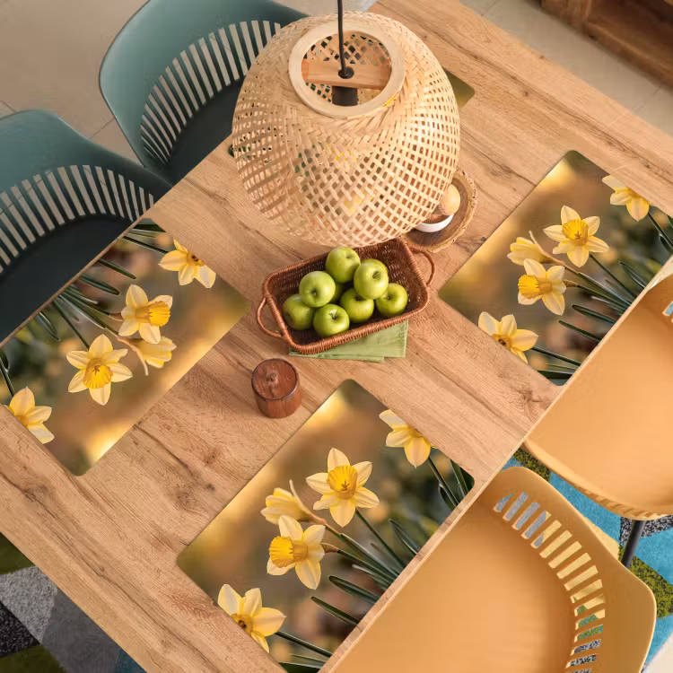 Sets de table en vinyle - Fleurs - Jaune - Flou — 3