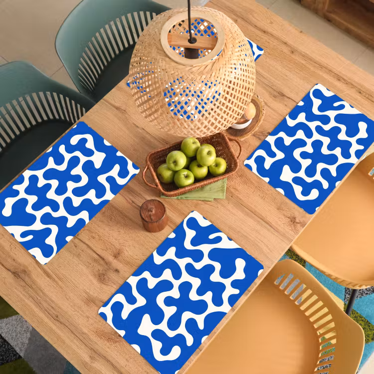 Sets de table en vinyle - Formes - Abstrait - Bleu - Vagues — 3
