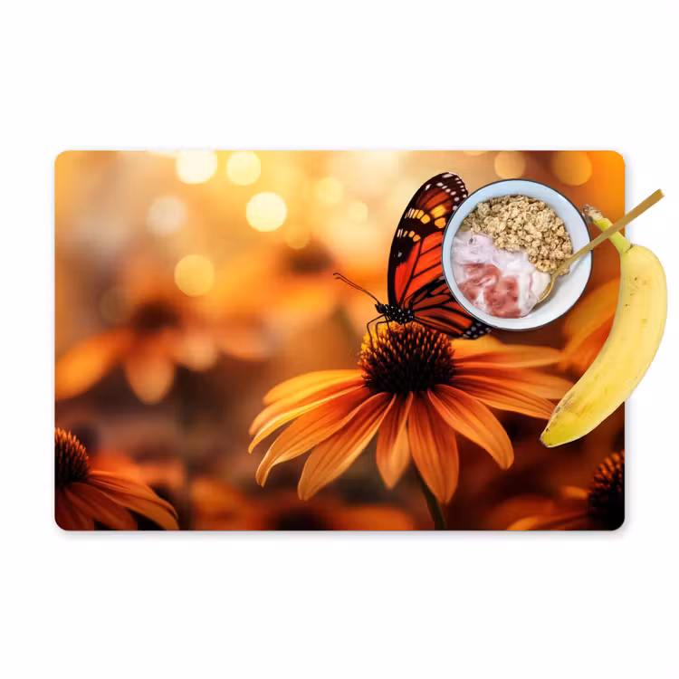 Sets de table en vinyle - Papillon - Fleurs - Orange — 1