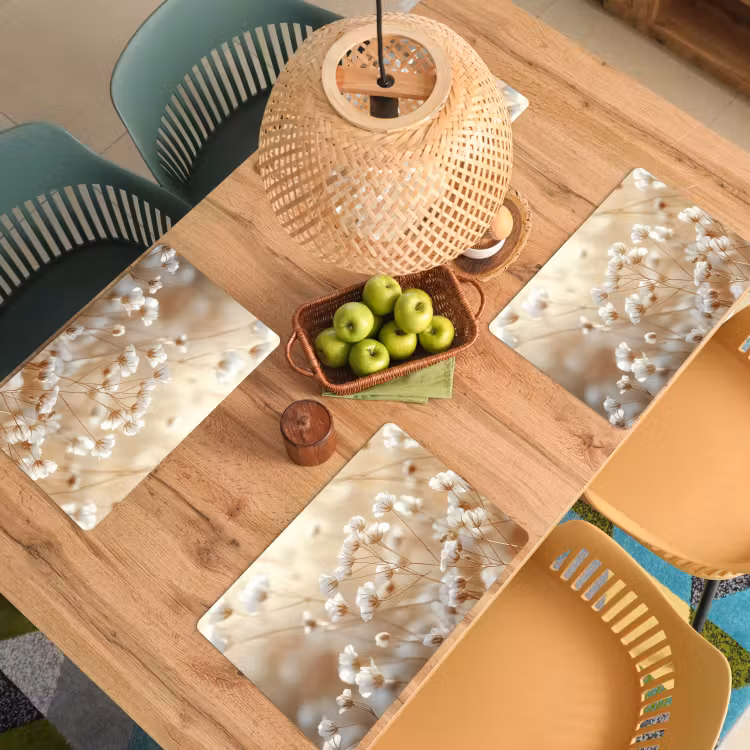 Sets de table en vinyle - Sauvage - Fleurs - Blanc — 3