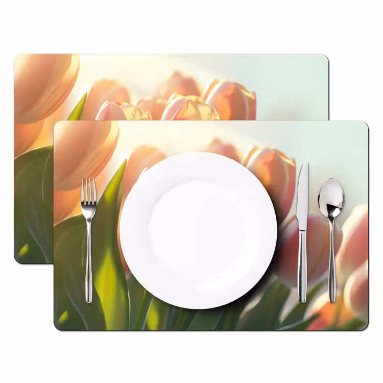 Sets de table en vinyle - Tulipes - Rose - Sunbeams — 2
