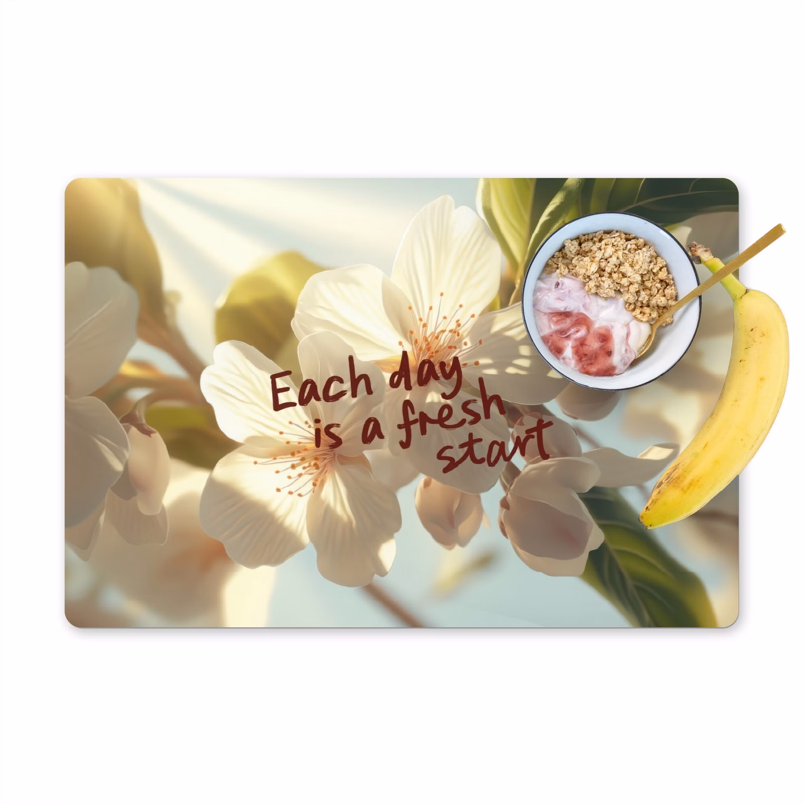 Sets de table en vinyle - Fleurs - Lumière du soleil - Citation - Blanc — 1
