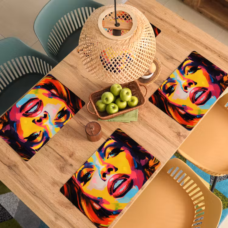Sets de table en vinyle - Femme - visage - coloré — 3