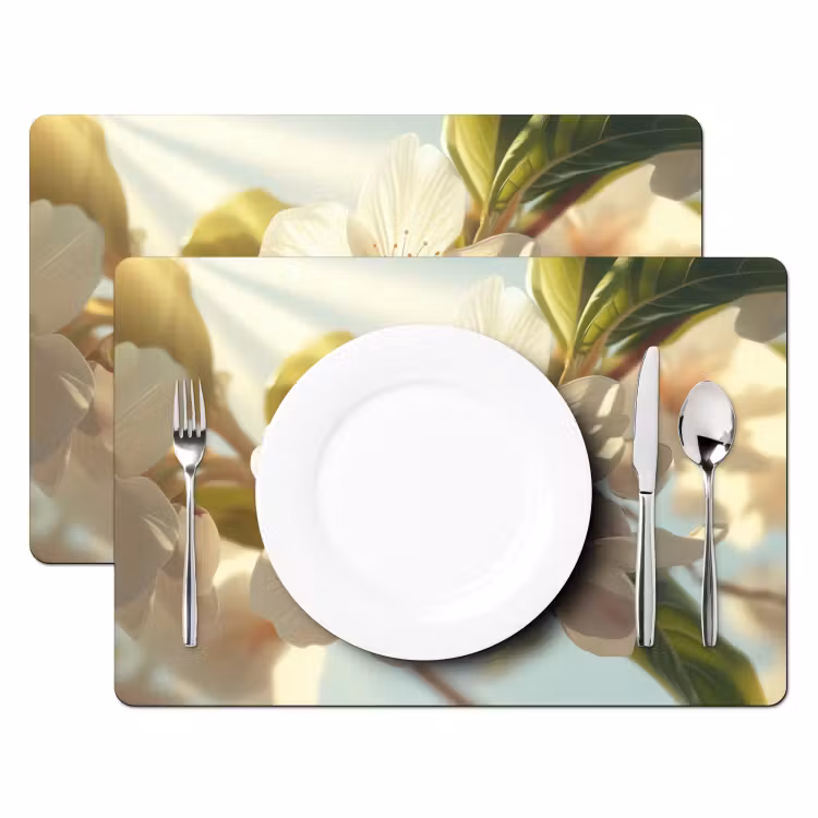 Sets de table en vinyle - Fleurs - Blanc - Rayons de soleil - Pétales — 2