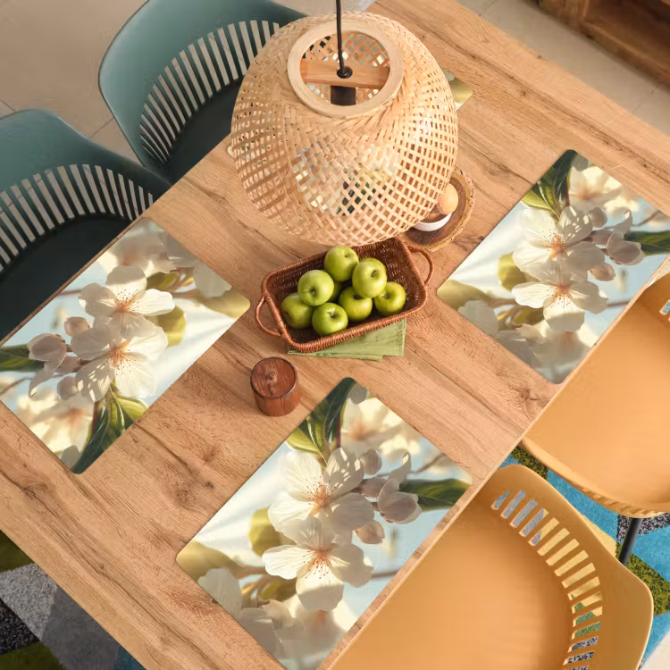 Sets de table en vinyle - Fleurs - Blanc - Rayons de soleil - Pétales — 3