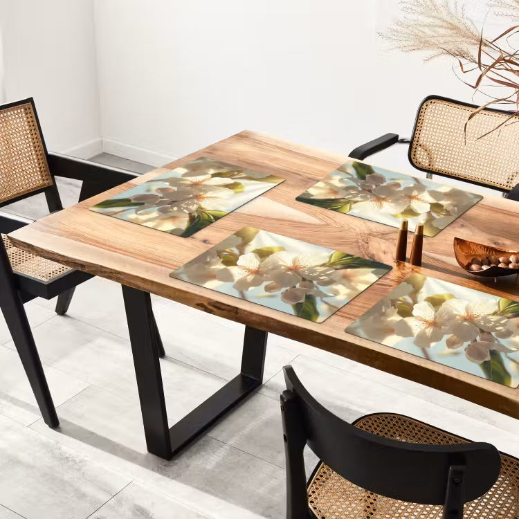 Sets de table en vinyle - Fleurs - Blanc - Rayons de soleil - Pétales — 4