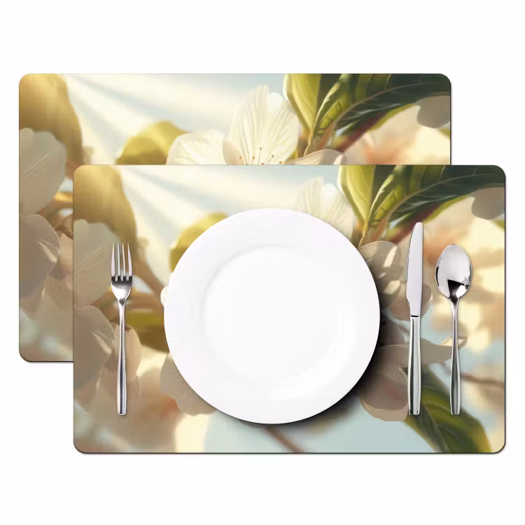 Sets de table en vinyle - Fleurs - Lumière du soleil - Citation - Blanc — 2