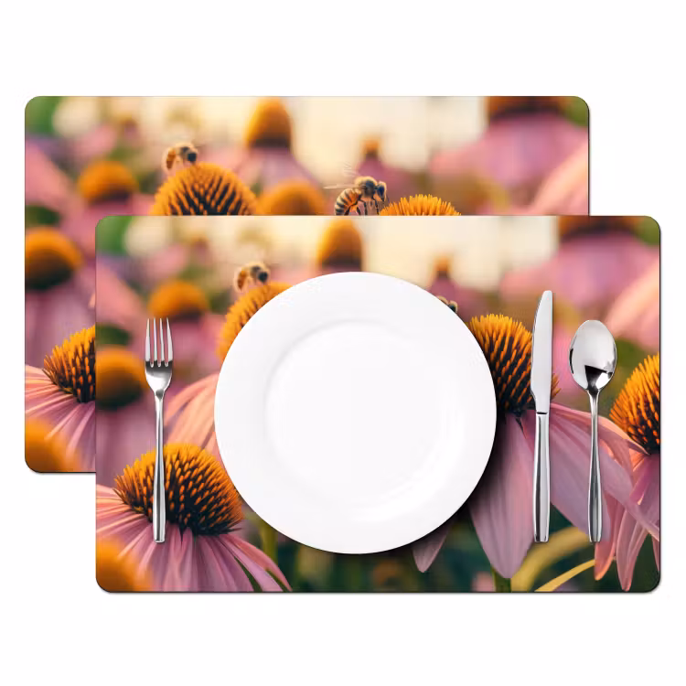 Sets de table en vinyle - Fleurs - Pourpre - Abeilles — 2