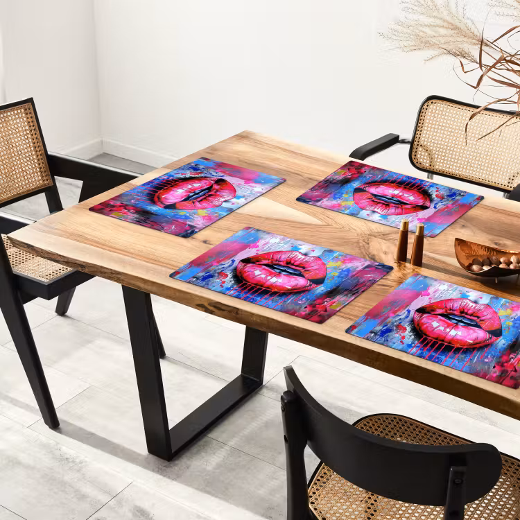 Sets de table en vinyle - Graffiti - Lèvres - Rose vif - Peinturé — 4