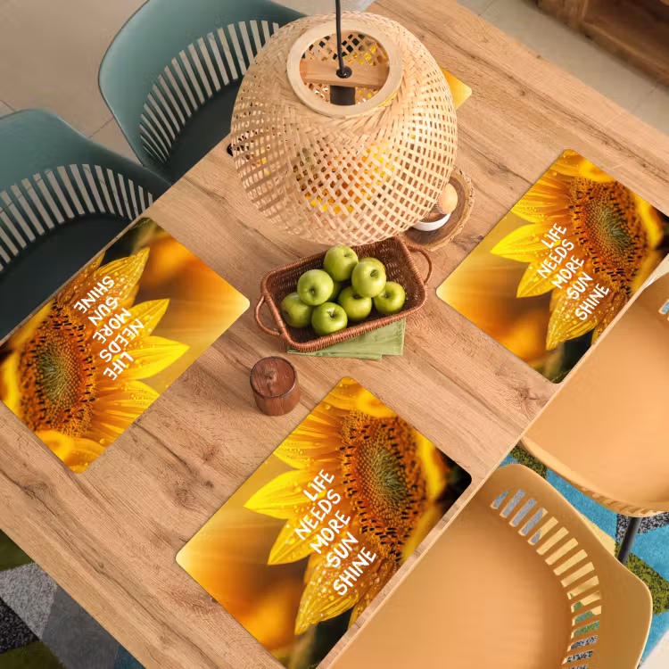 Sets de table en vinyle - Tournesol - Gros plan - Jaune - Citation — 3