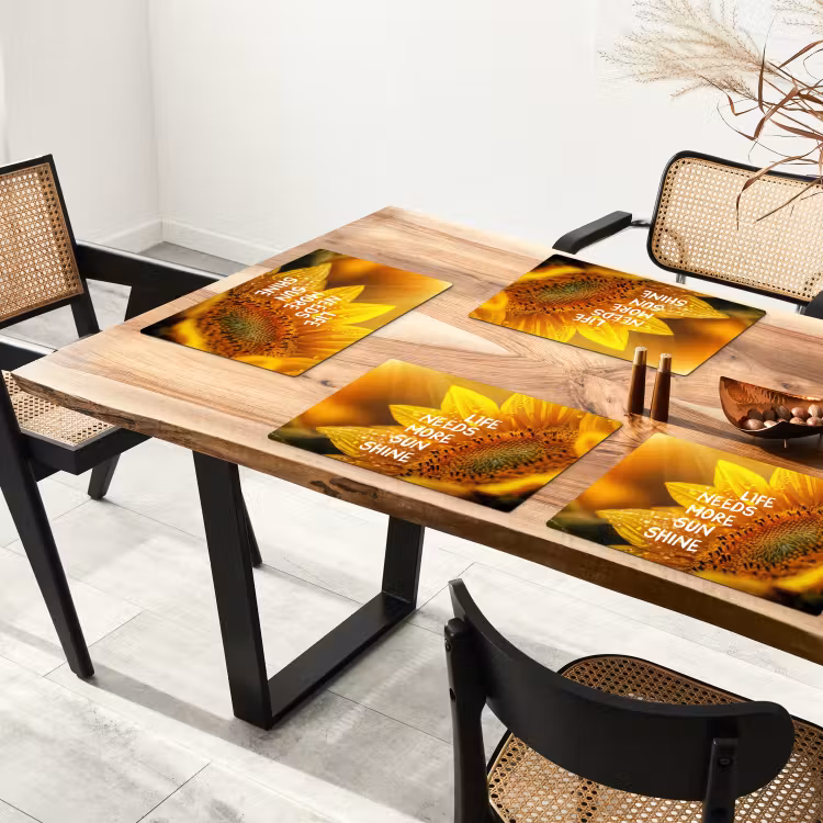 Sets de table en vinyle - Tournesol - Gros plan - Jaune - Citation — 4