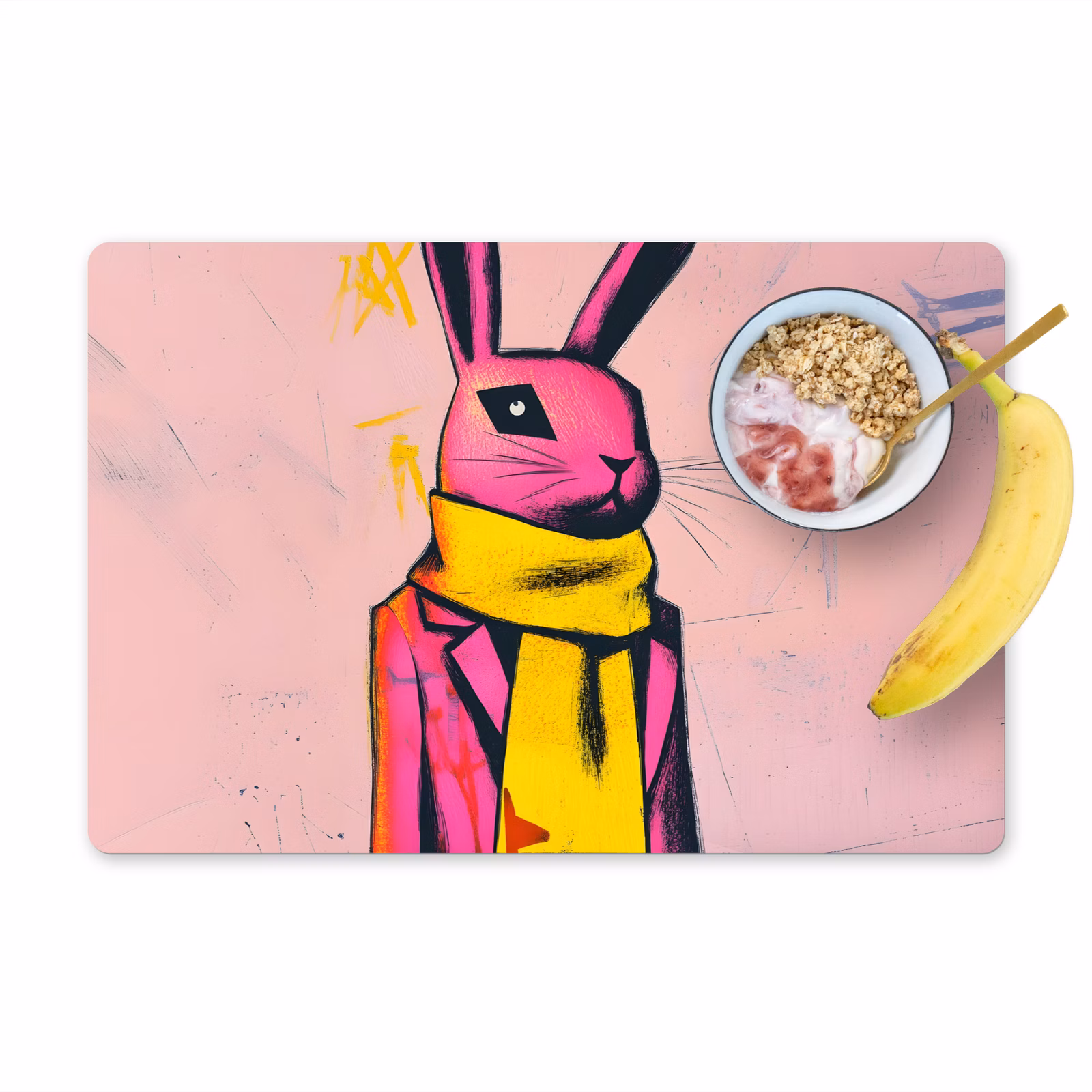 Sets de table en vinyle - Abstrait - Lapin - Foulard - Jaune — 1