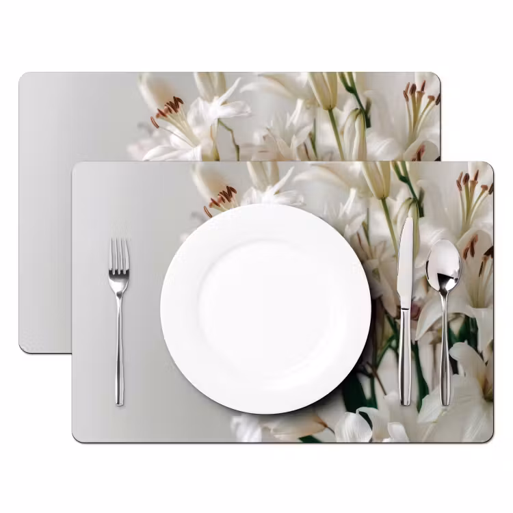 Sets de table en vinyle - Lys - Boekte - Blanc - Etamines — 2