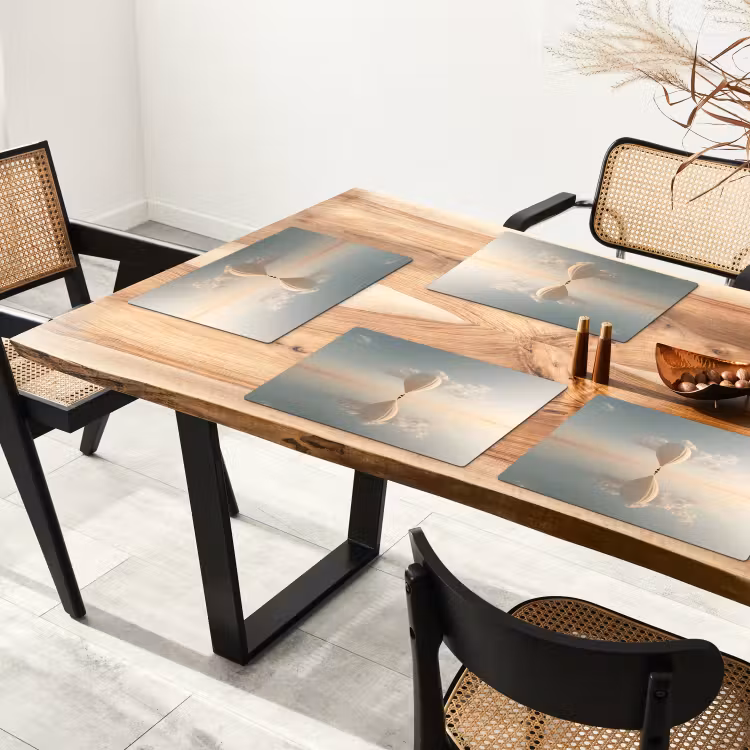 Sets de table en vinyle - Montgolfière - Nuages - Eau - Bleu — 4